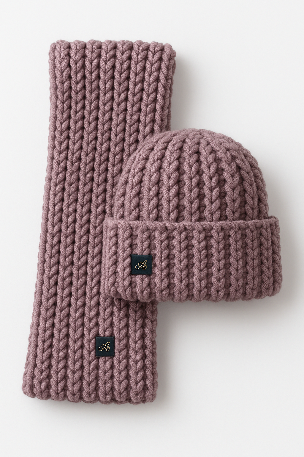 Admay handmade crochet beanie and scarf set collection in six colors showing soft texture and handcrafted luxury warmth.