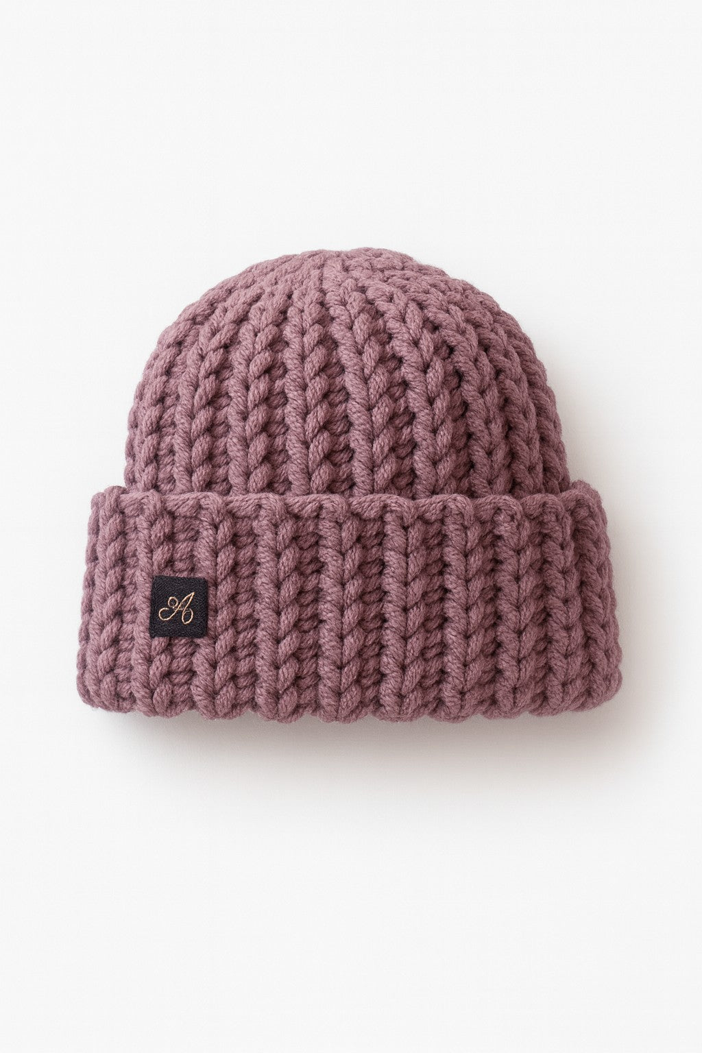 Admay Dusty Rose handmade crochet beanie with double-yarn texture for handcrafted luxury warmth and soft handmade comfort.