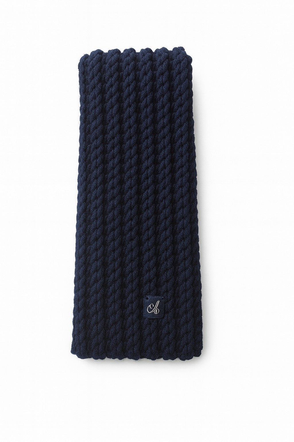 Admay Navy Blue handmade crochet scarf with double-yarn craftsmanship, handcrafted luxury warmth, and timeless handmade style.
