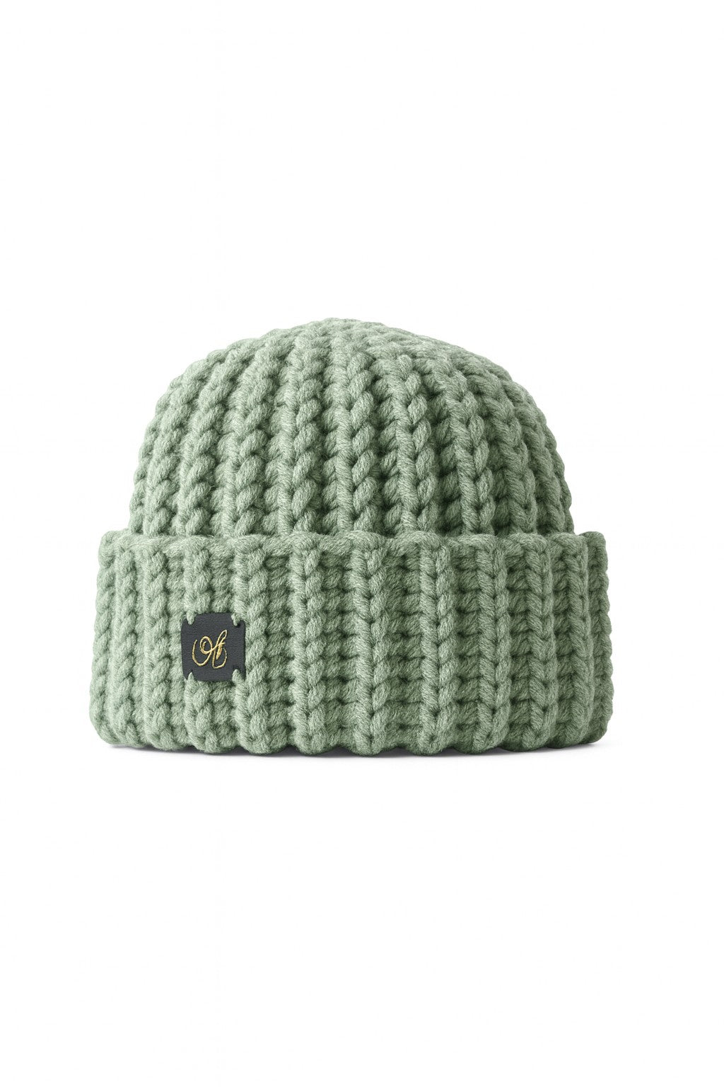 Admay Sage Mist handmade crochet beanie with double-yarn texture and elegant handmade warmth.
